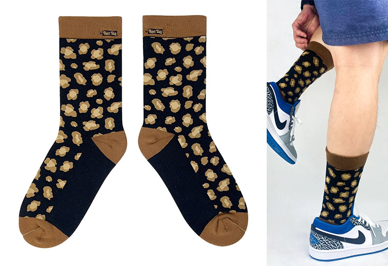 豹紋襪-咖黑 厚襪款(2種尺寸)